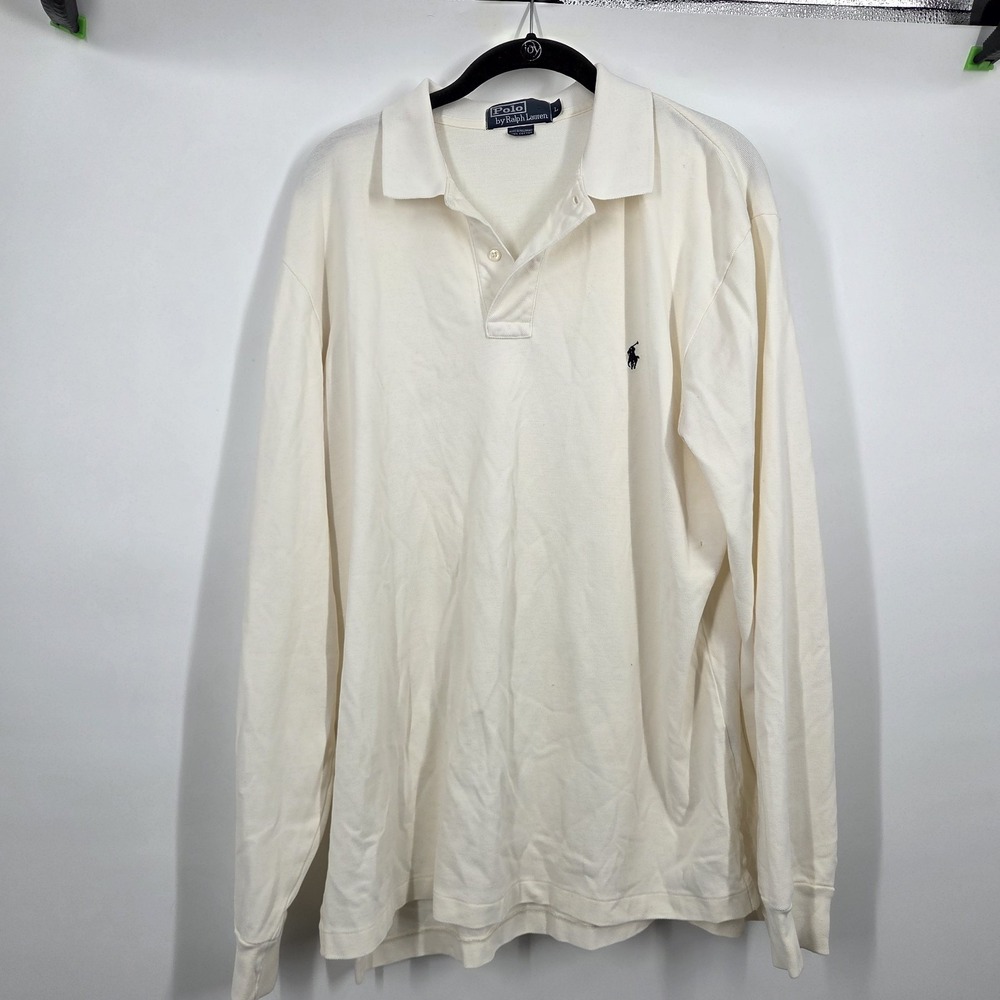 Vintage Polo Ralph Lauren White Rugby Long Sleeve Y2K Size L Preppy
